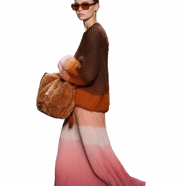 s069Caramel & Pink Gradient Textured Knit Co-ord Set 3