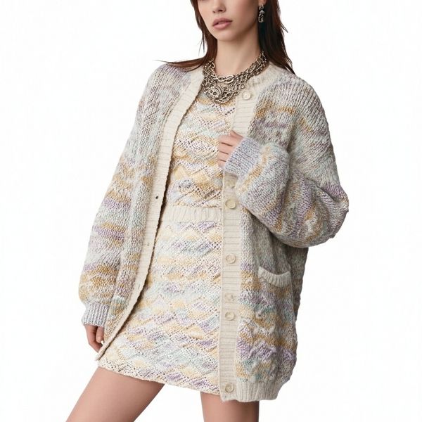 s087Macaron Color-Block Striped Knit Set 3