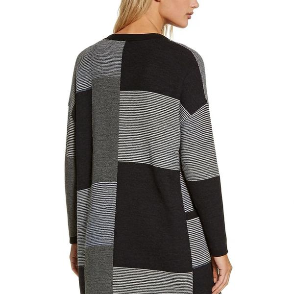 s115Black & Grey Stripe Patchwork Cardigan 4