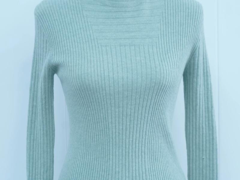 s005Mint Green Turtleneck Ribbed Knitted Base Layer