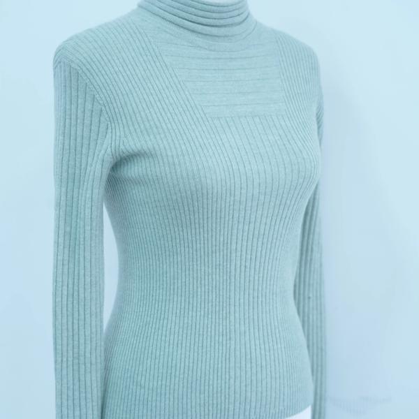 s005Mint Green Turtleneck Ribbed Knitted Base Layer 2