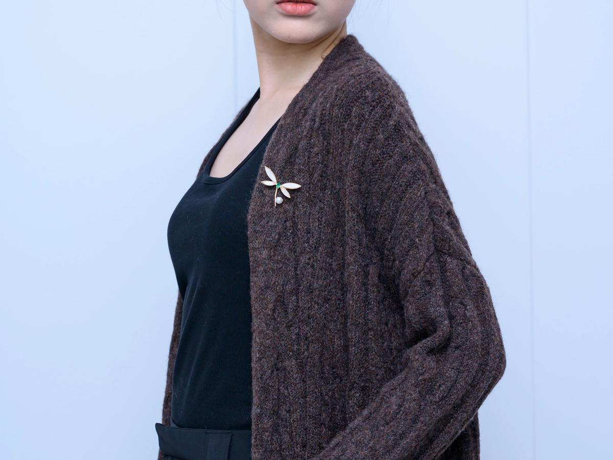 s034Dark Coffee Textured Longline Knit Cardigan