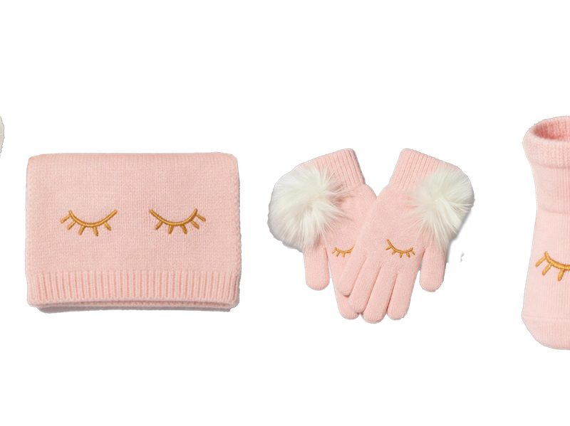 Sleepy Eyes Double Pom Pom 4-Piece Winter Set