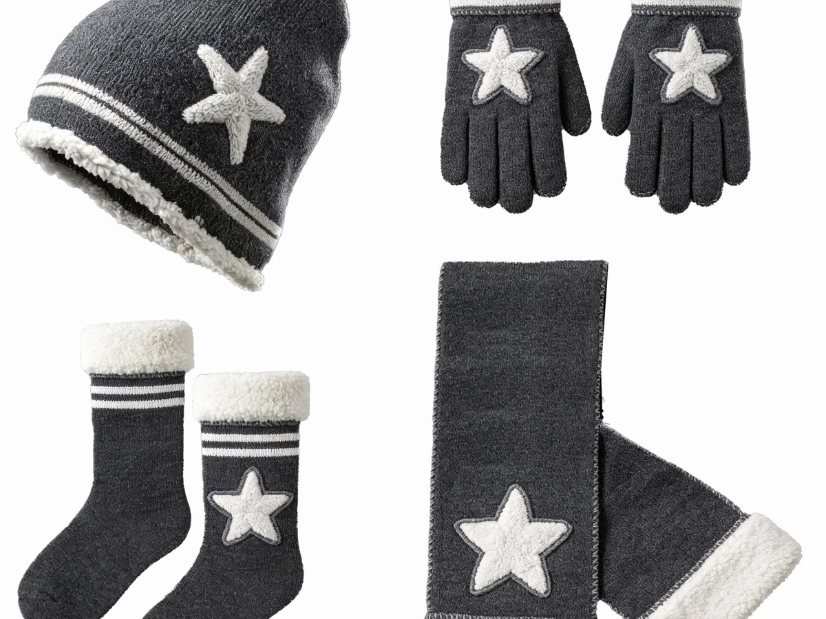 Star Patch Sherpa Trim 4-Piece Winter Set 