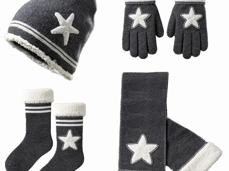 Star Patch Sherpa Trim 4-Piece Winter Set
