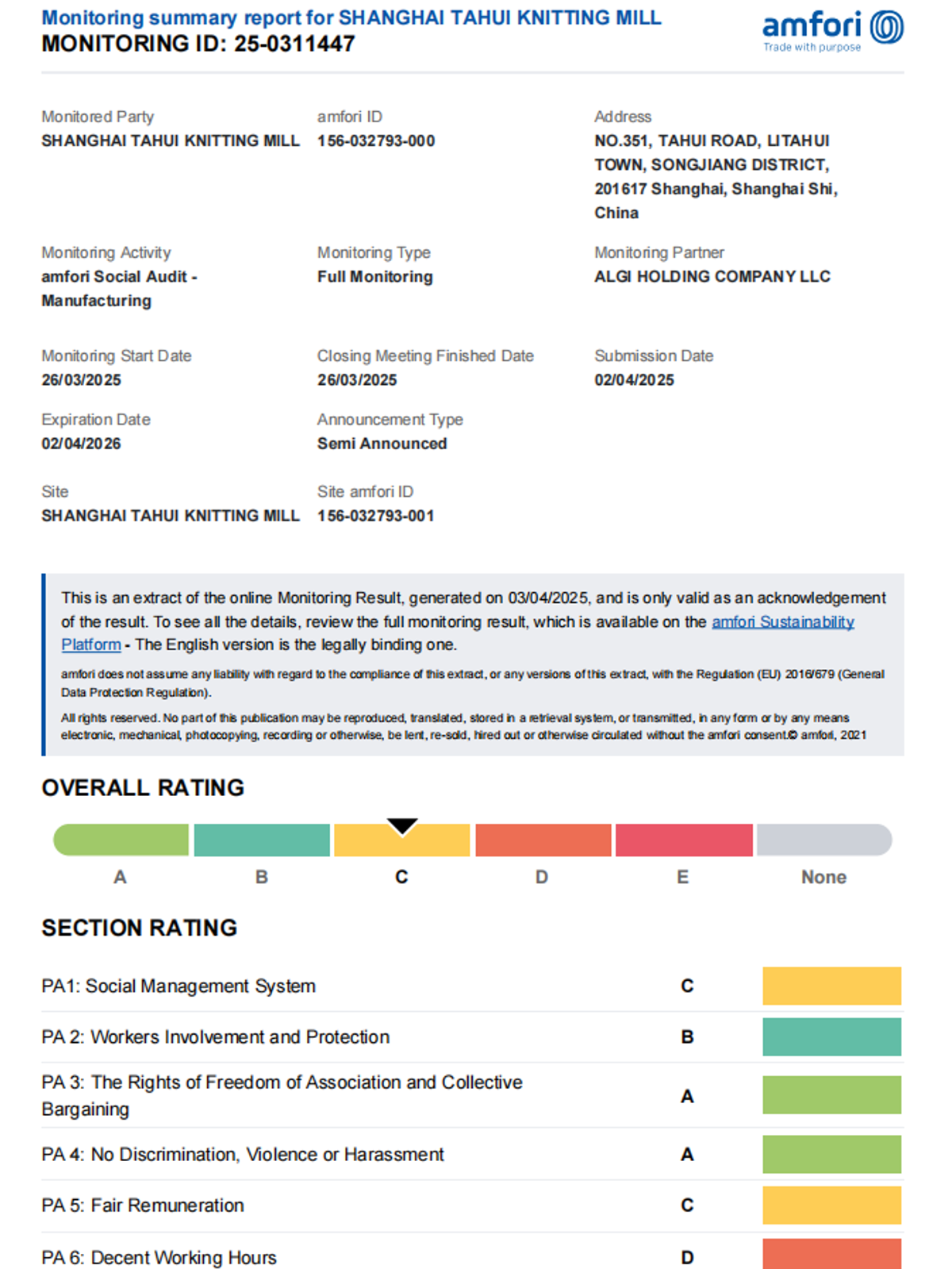 BSCI 2025 Certificate