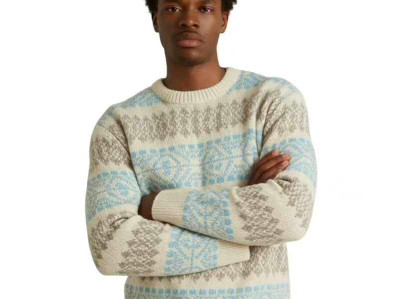 m006Frosted Fair Isle Knit Sweater