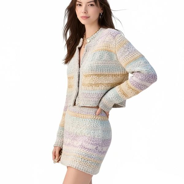 s086Macaron Color-Block Striped Knit Set 4