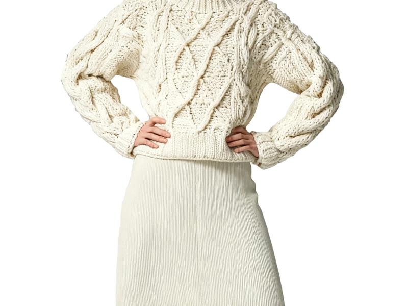 s072Cloud Twist Mock Neck Oversized Sweater