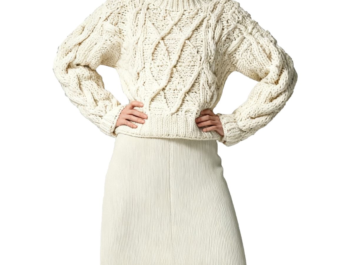s072Cloud Twist Mock Neck Oversized Sweater