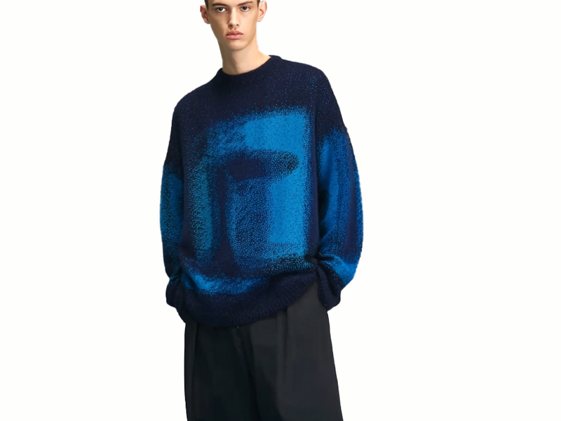 m020Deep Sea Stardust Gradient Jacquard Crewneck Sweater