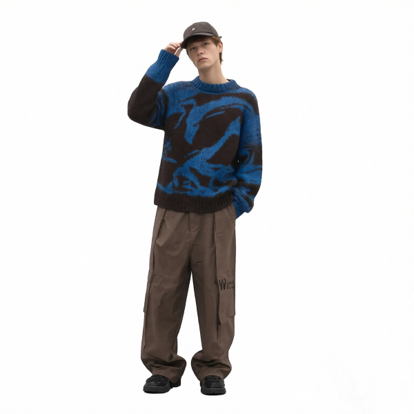 m011Cobalt Turbulence Crewneck Jacquard Sweater 2