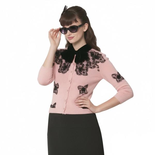 s098Sakura Pink Lace & Butterfly Knit Cardigan 3