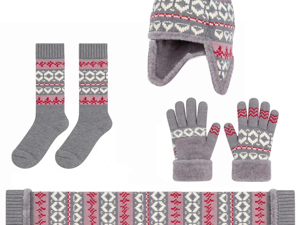 Nordic Fair Isle Earflap 4-Piece Winter Set