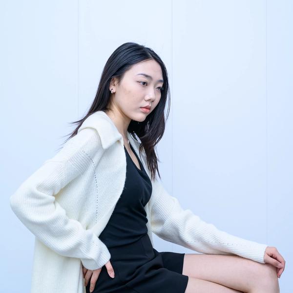 s036Cream White Textured Lapel Longline Knit Cardigan 4