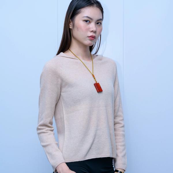 s031Misty Soft Hooded V-Neck Knit Top 3