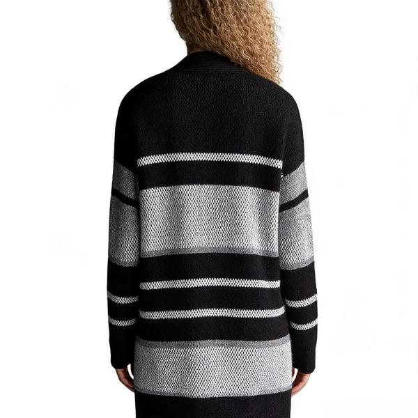 s111Black & White Texture Block Cardigan 2