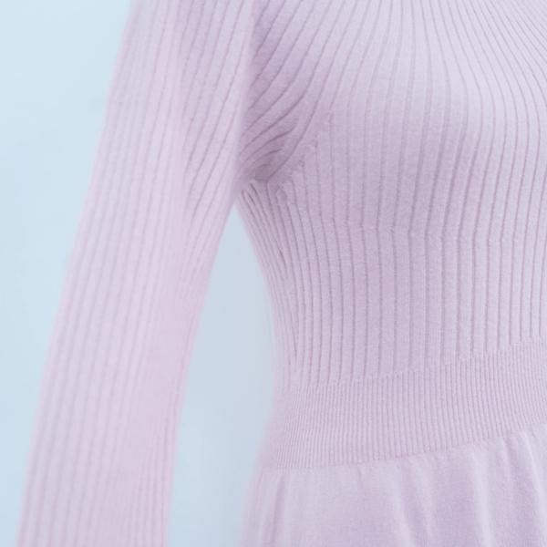s008Sakura Pink Waist-Defined Knit Dress 4