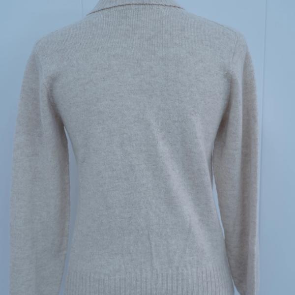 s013Beige Apricot Mock Neck Full Cable-Knit Sweater 5