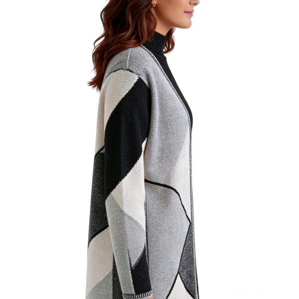 s114Grey Geometric Block Cardigan 3