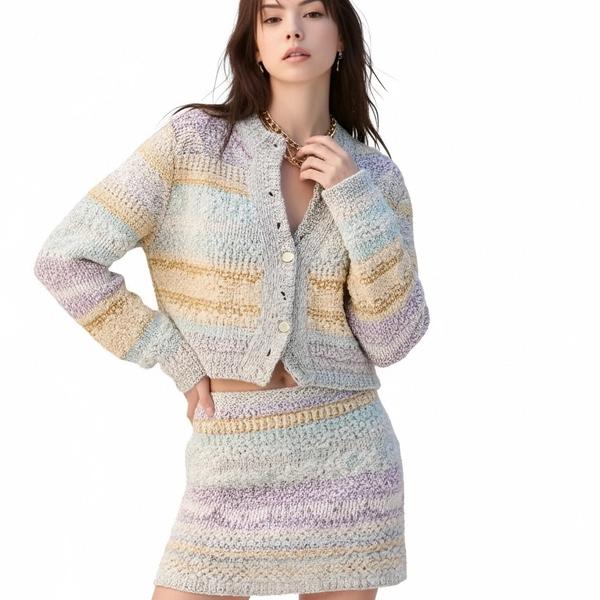 s086Macaron Color-Block Striped Knit Set 3