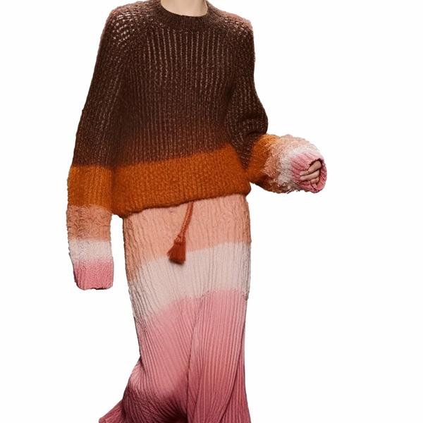 s069Caramel & Pink Gradient Textured Knit Co-ord Set 2