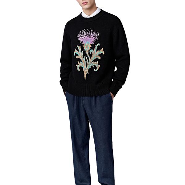 m008Midnight Thistle Intarsia Knit Sweater 2