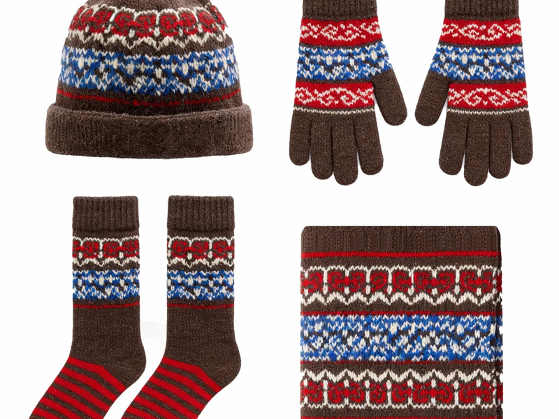 Nordic Fair Isle Knit 4-Piece Winter Set