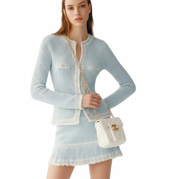 s089Light Blue Tweed-Style Knit Set 4