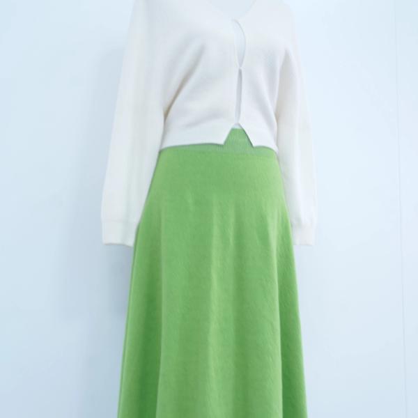s007Fresh Fruit Green Knitted A-Line Midi Skirt 2