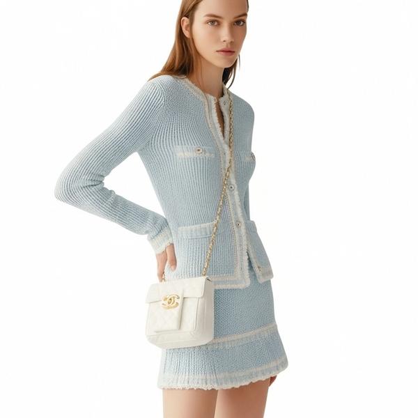 s089Light Blue Tweed-Style Knit Set 2
