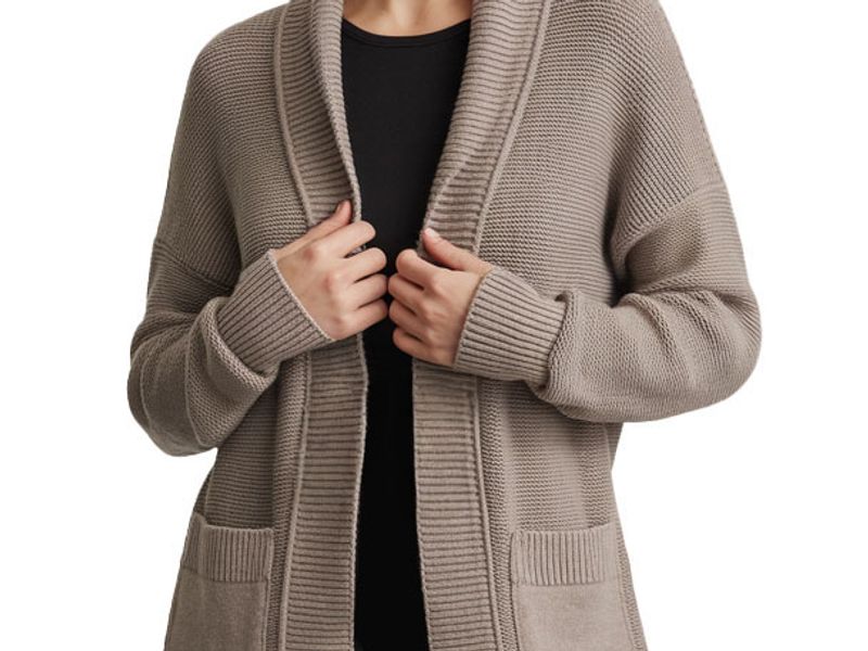Warm Mist Grey Open Cardigan