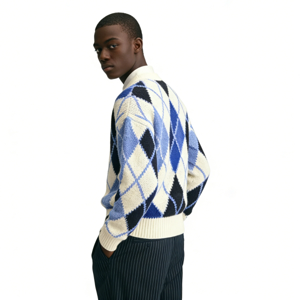m009Ice Blue Argyle Intarsia Knit Sweater 3