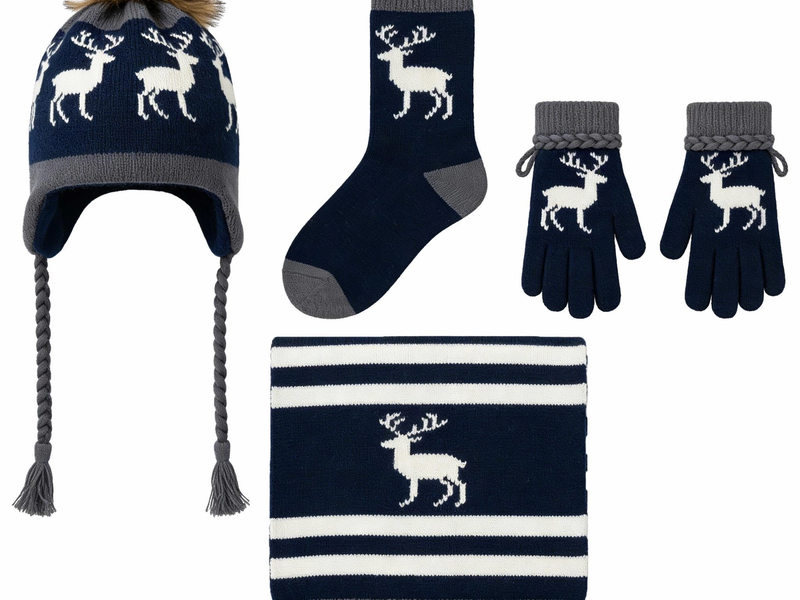 Reindeer Knit 4-Piece Winter Set