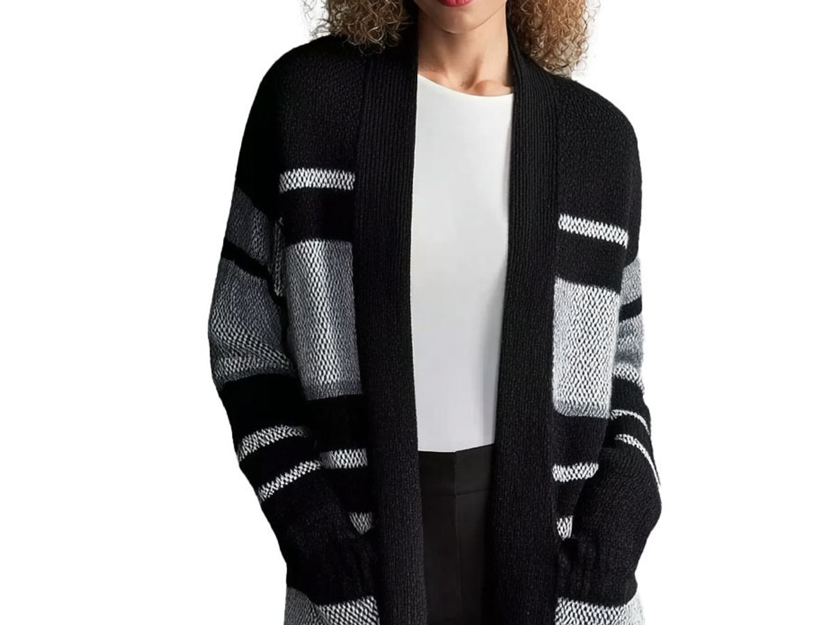 Black & White Texture Block Cardigan