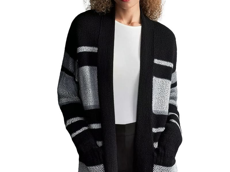 Black & White Texture Block Cardigan