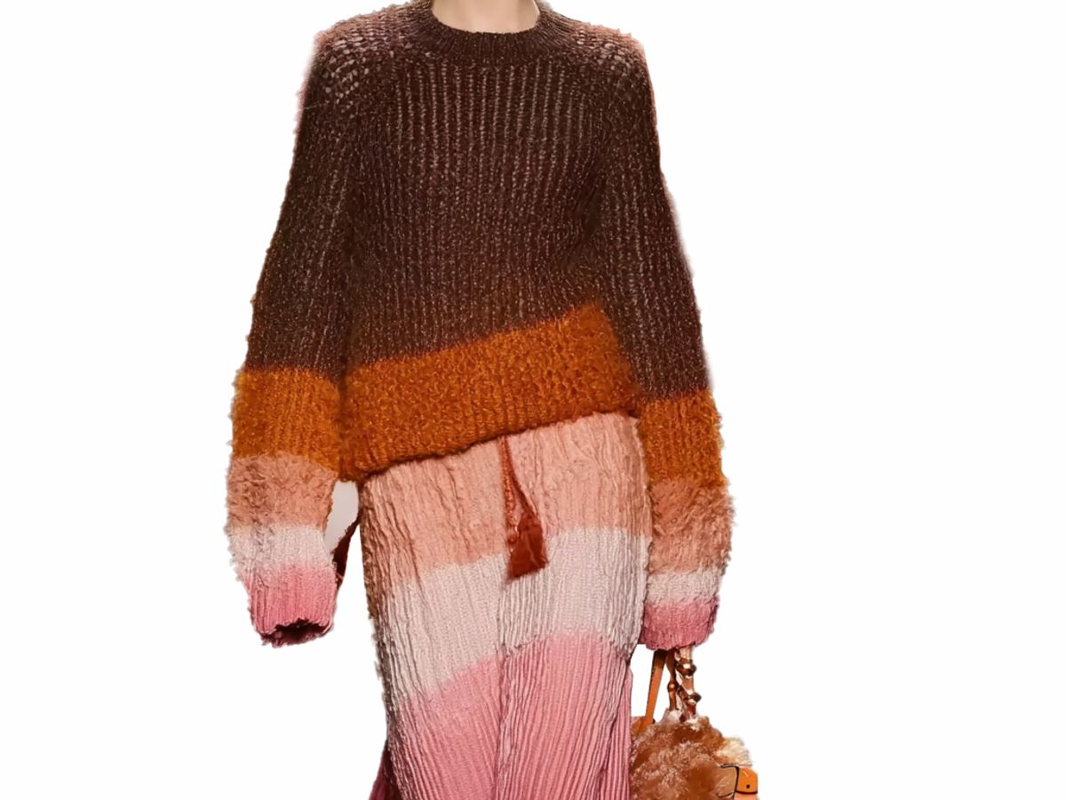 s069Caramel & Pink Gradient Textured Knit Co-ord Set