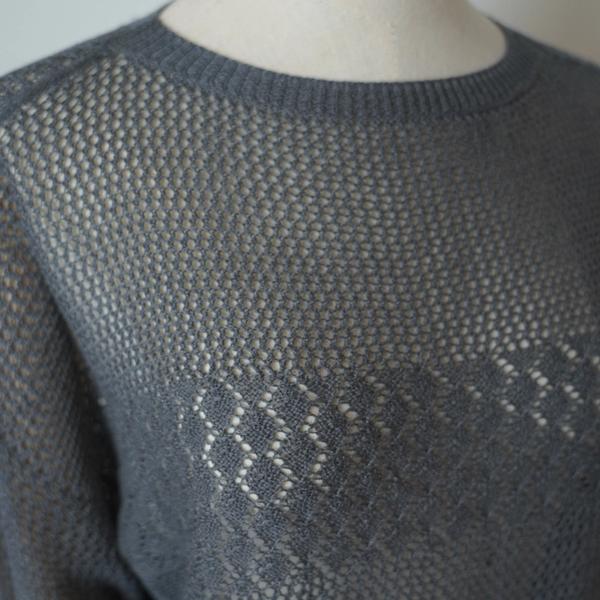 s023Charcoal Grey Textured Hollow-Out Knit Top 3