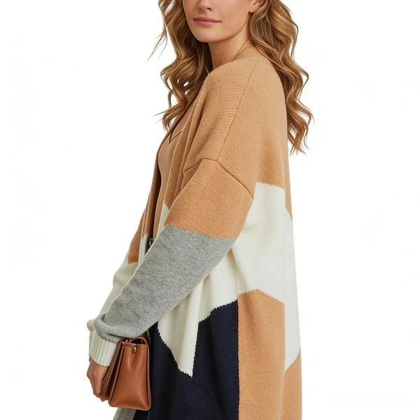 s108Autumn Field Color-Block Cardigan 3
