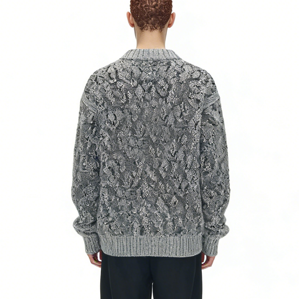 m013Python Pattern Dark Mask Jacquard Crewneck Sweater 4