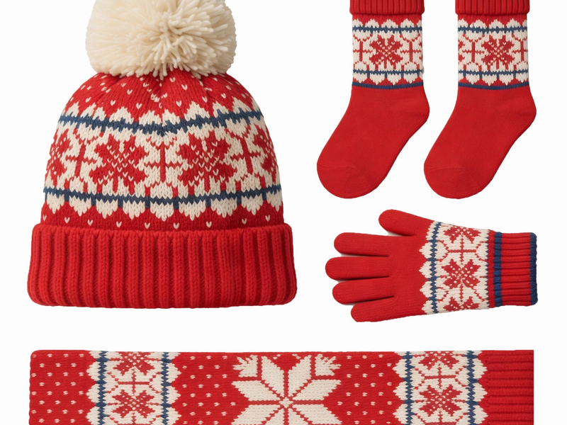 Snowflake Fair Isle Knit 4-Piece Winter Set