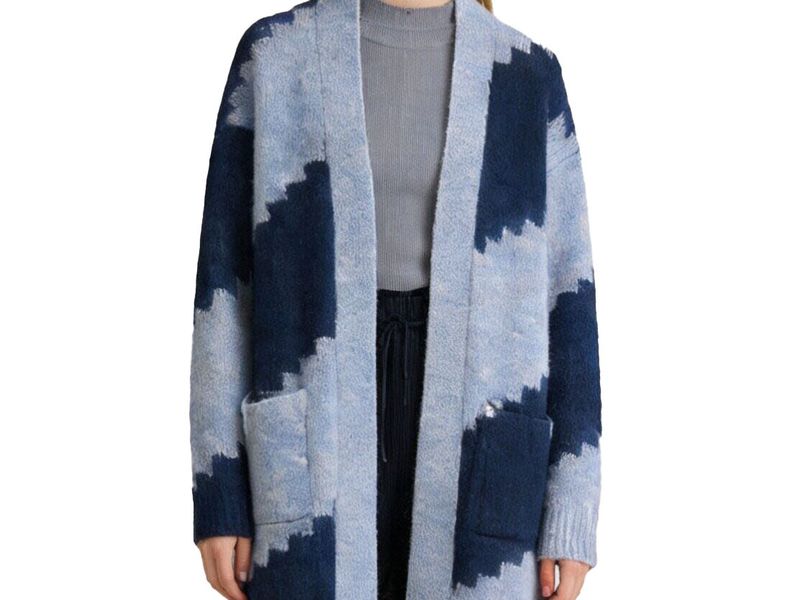 Blue Gradient Jacquard Cardigan