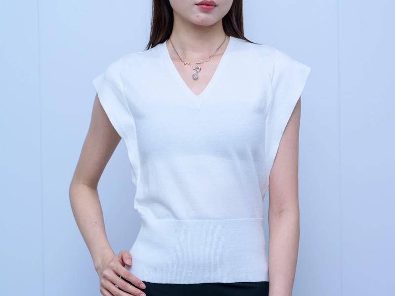 s035Minimalist V-Neck Sleeveless Knit Vest