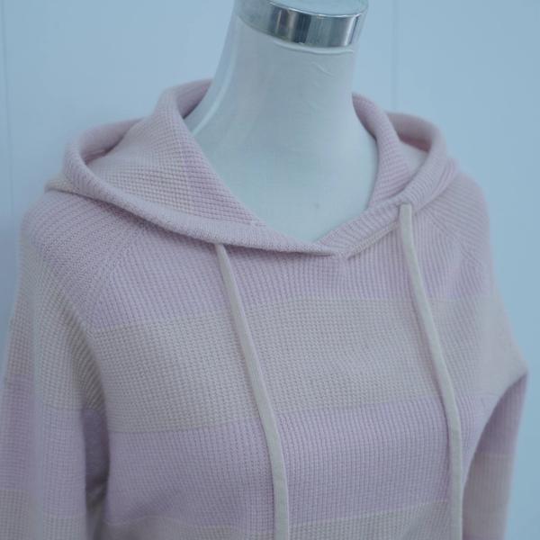 s017Pink & Apricot Striped Hooded Knit Sweatshirt 3