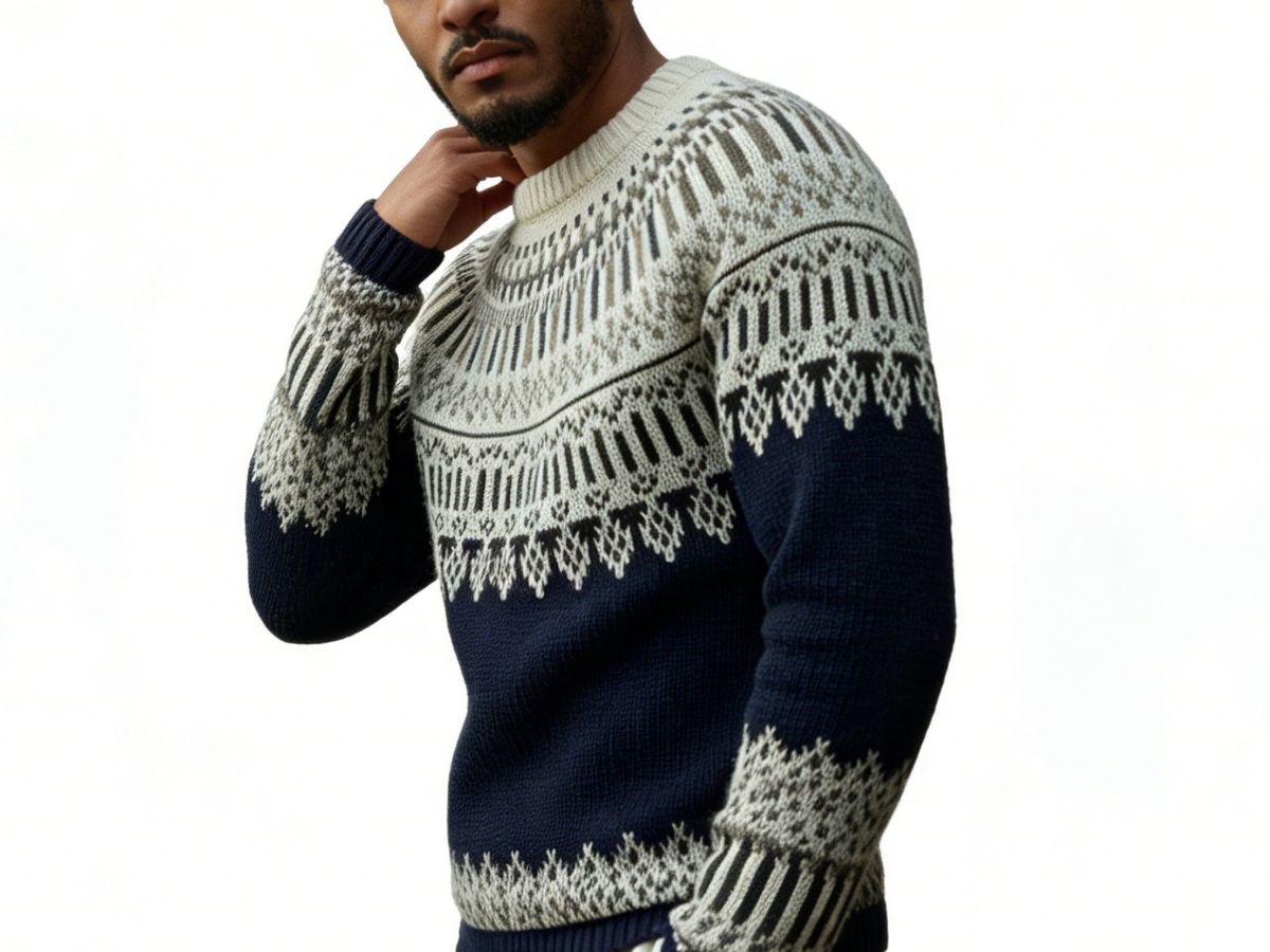 m004Nordic Snow Fair Isle Knit Sweater