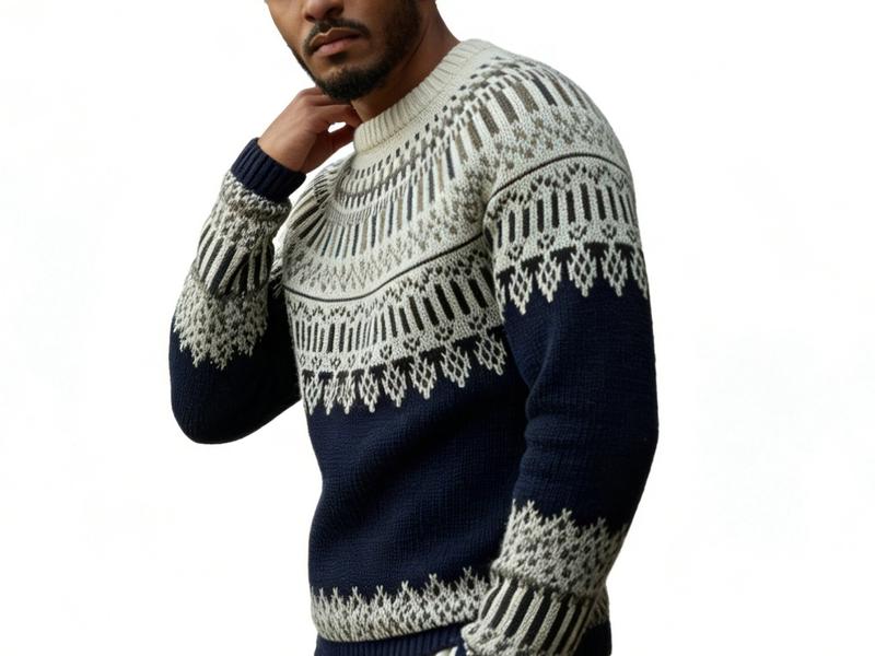 m004Nordic Snow Fair Isle Knit Sweater