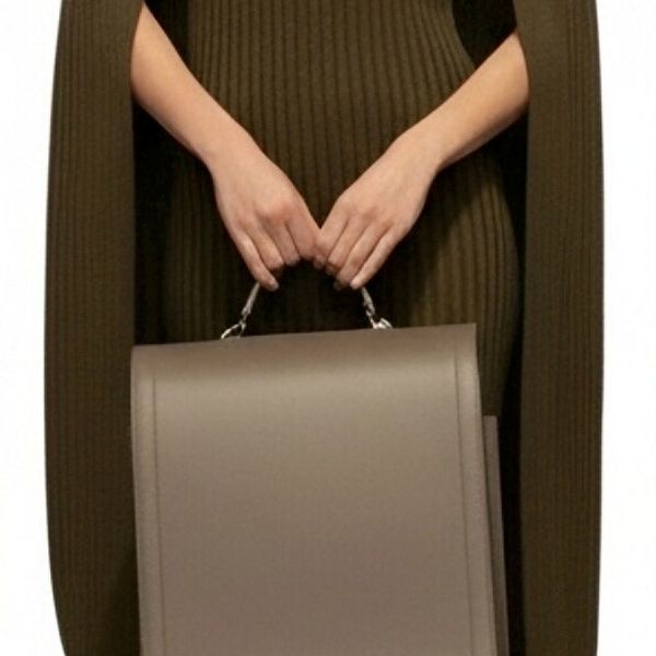 s080Olive Green Ribbed Cape Knit Dress 4