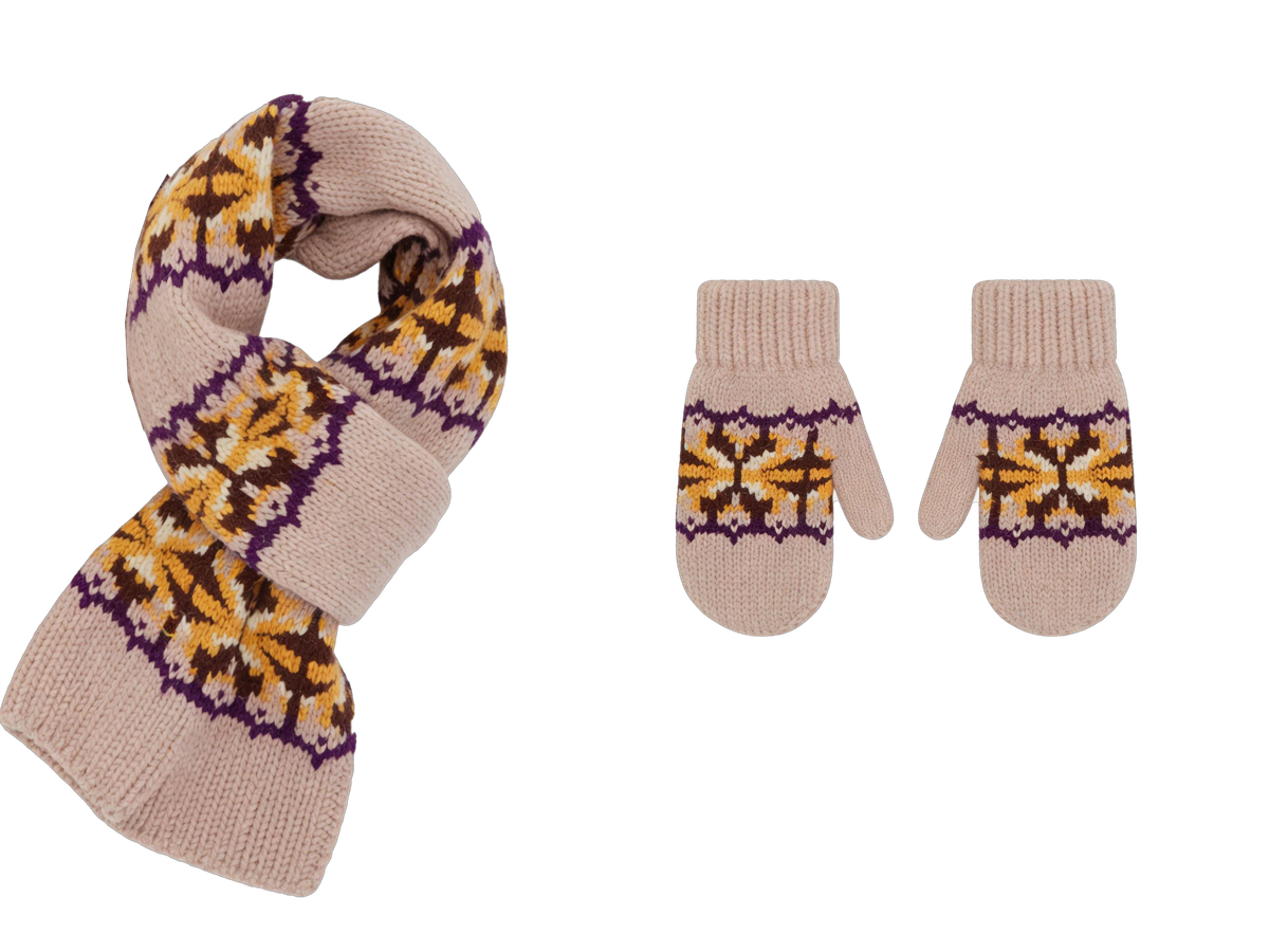 Geometric Fair Isle Pom Pom 4-Piece Winter Set