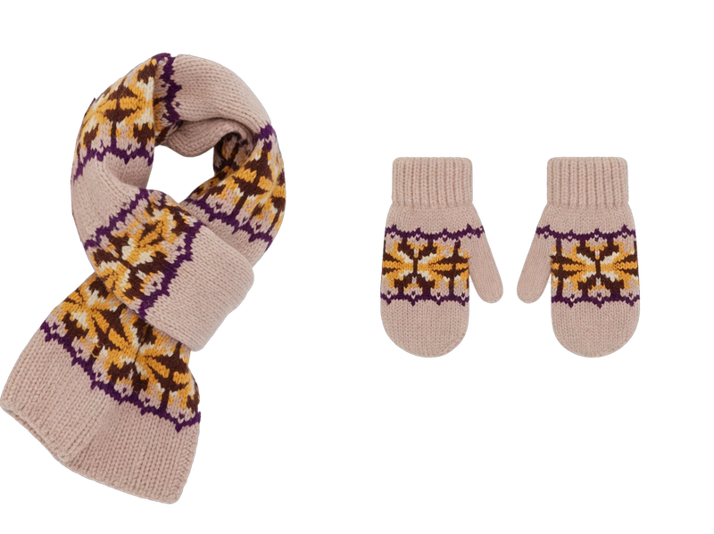 Geometric Fair Isle Pom Pom 4-Piece Winter Set