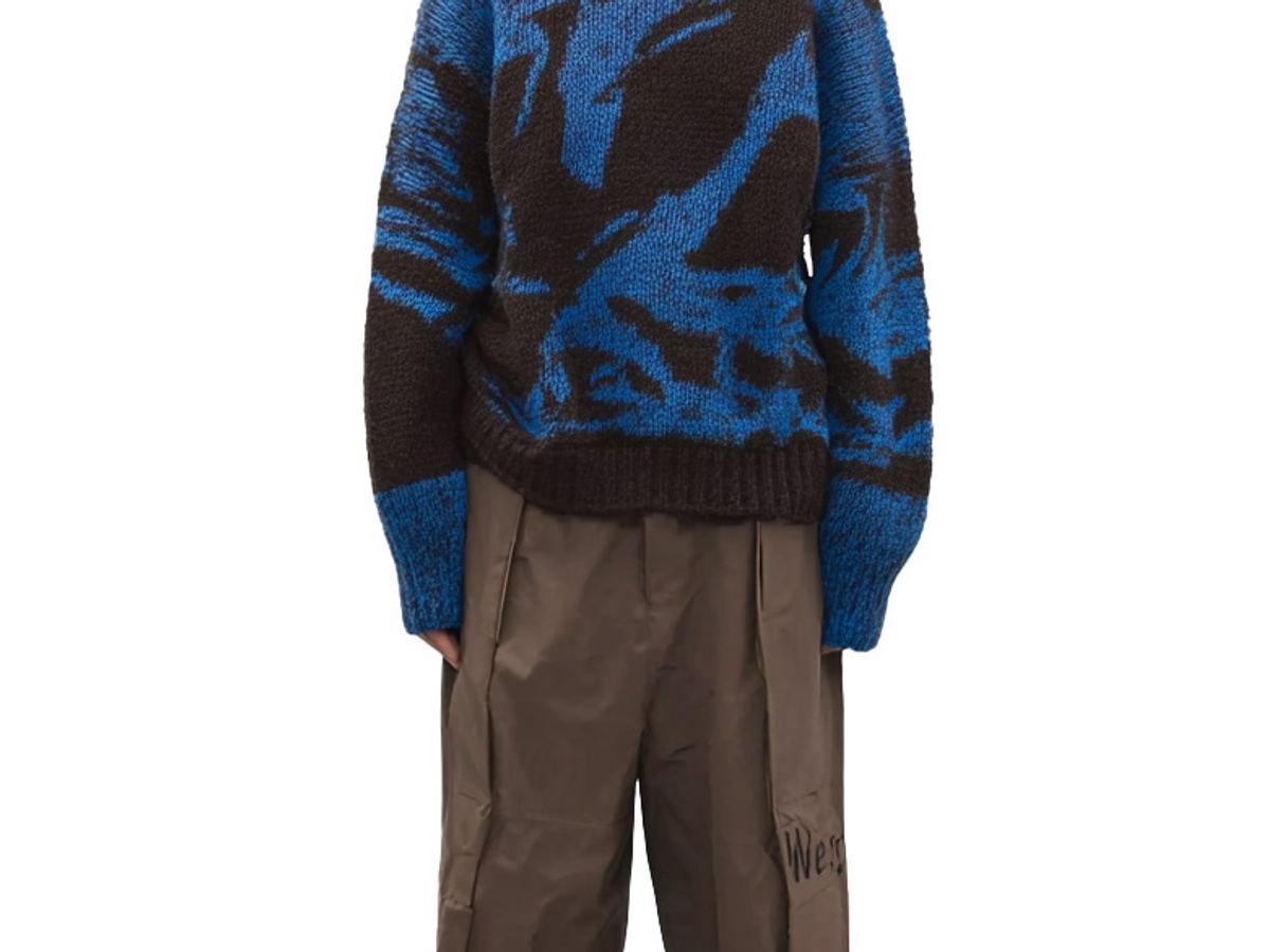 m011Cobalt Turbulence Crewneck Jacquard Sweater